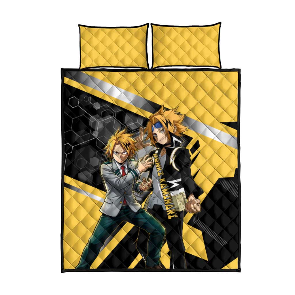Denki Kaminari Quilt Bed Set Bold Anime Action Illustration with Electric Lightning Effects