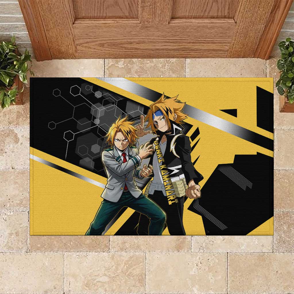 Denki Kaminari Rubber Doormat Bold Anime Action Illustration with Electric Lightning Effects