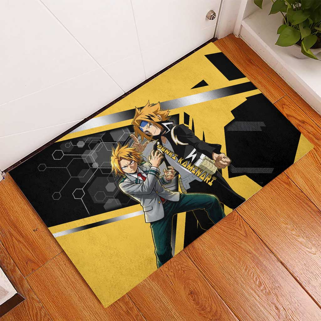 Denki Kaminari Rubber Doormat Bold Anime Action Illustration with Electric Lightning Effects