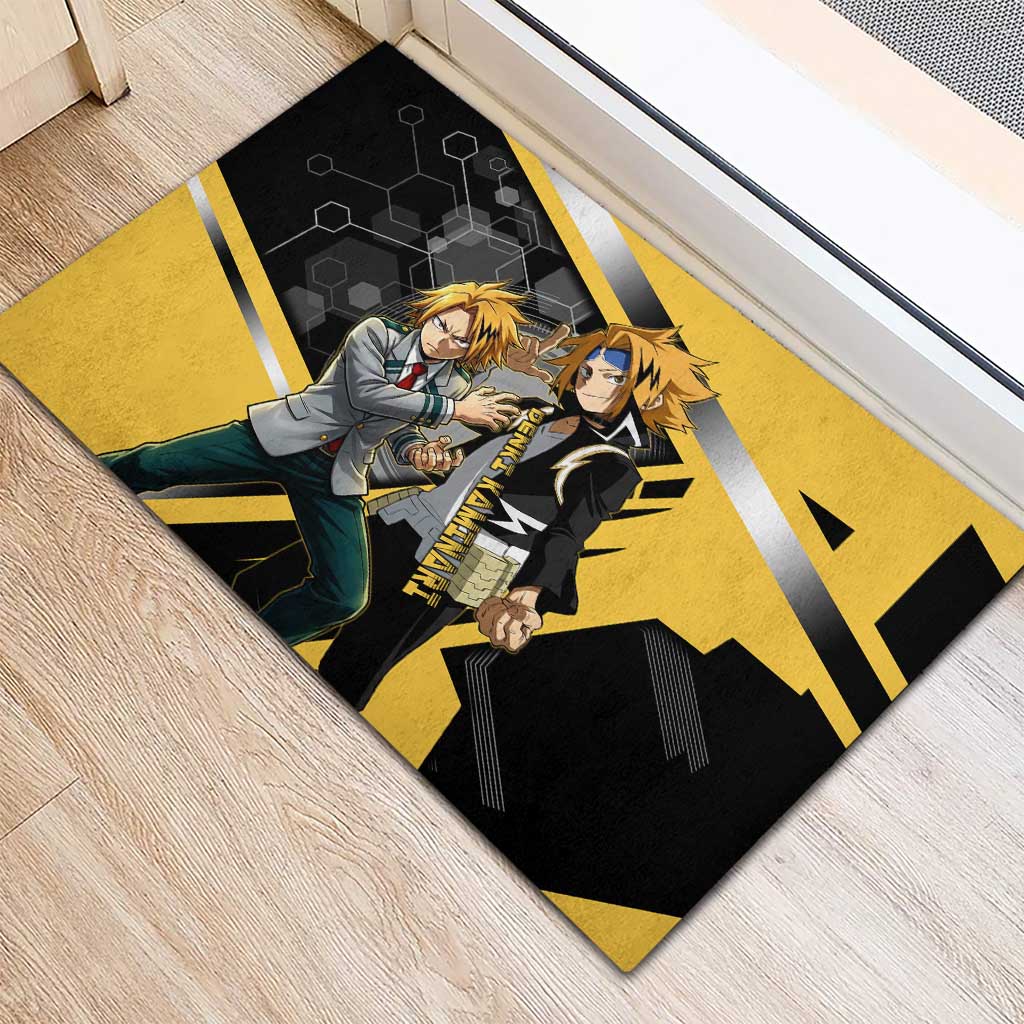 Denki Kaminari Rubber Doormat Bold Anime Action Illustration with Electric Lightning Effects