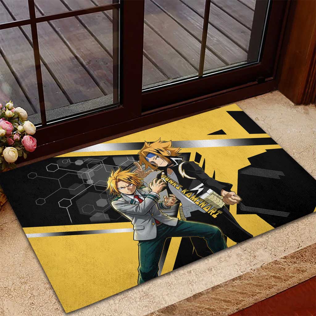 Denki Kaminari Rubber Doormat Bold Anime Action Illustration with Electric Lightning Effects