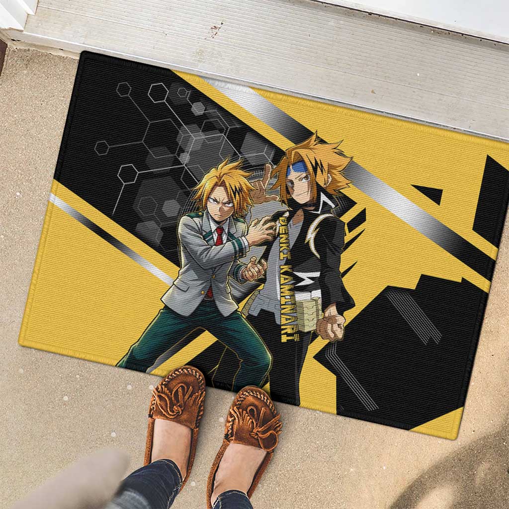 Denki Kaminari Rubber Doormat Bold Anime Action Illustration with Electric Lightning Effects
