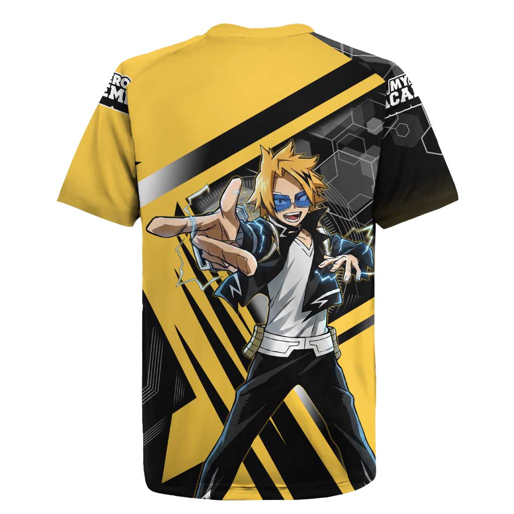 Denki Kaminari Rugby Jersey Bold Anime Action Illustration with Electric Lightning Effects