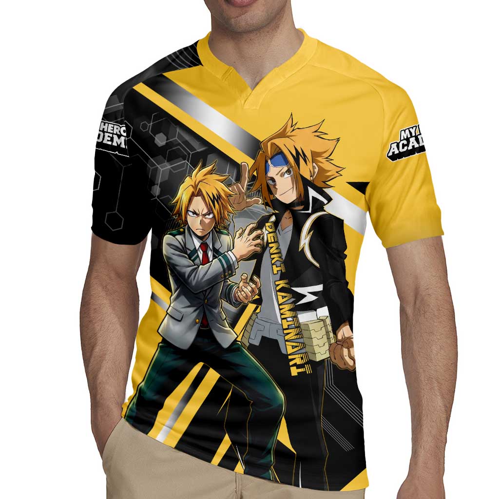 Denki Kaminari Rugby Jersey Bold Anime Action Illustration with Electric Lightning Effects
