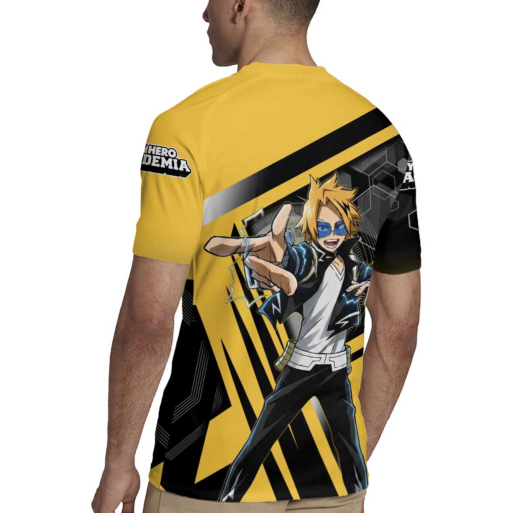 Denki Kaminari Rugby Jersey Bold Anime Action Illustration with Electric Lightning Effects