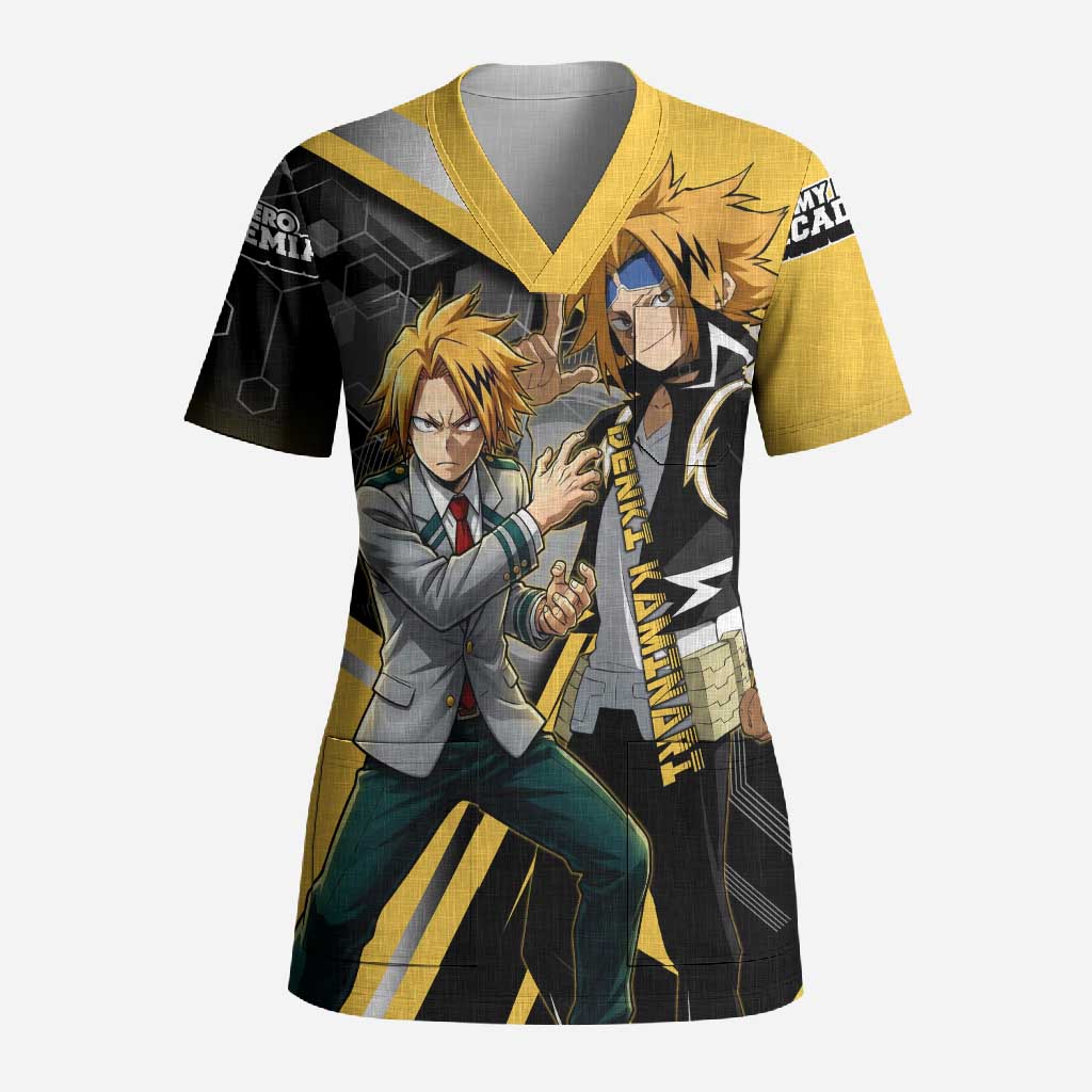 Denki Kaminari Scrub Top Bold Anime Action Illustration with Electric Lightning Effects