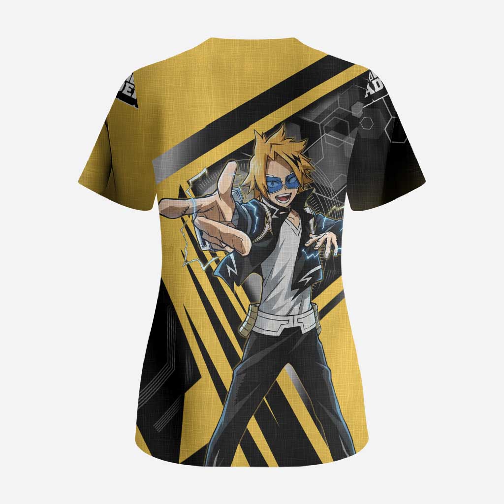 Denki Kaminari Scrub Top Bold Anime Action Illustration with Electric Lightning Effects