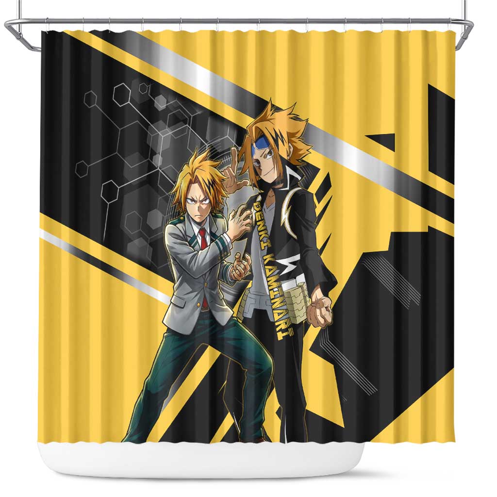 Denki Kaminari Shower Curtain Bold Anime Action Illustration with Electric Lightning Effects