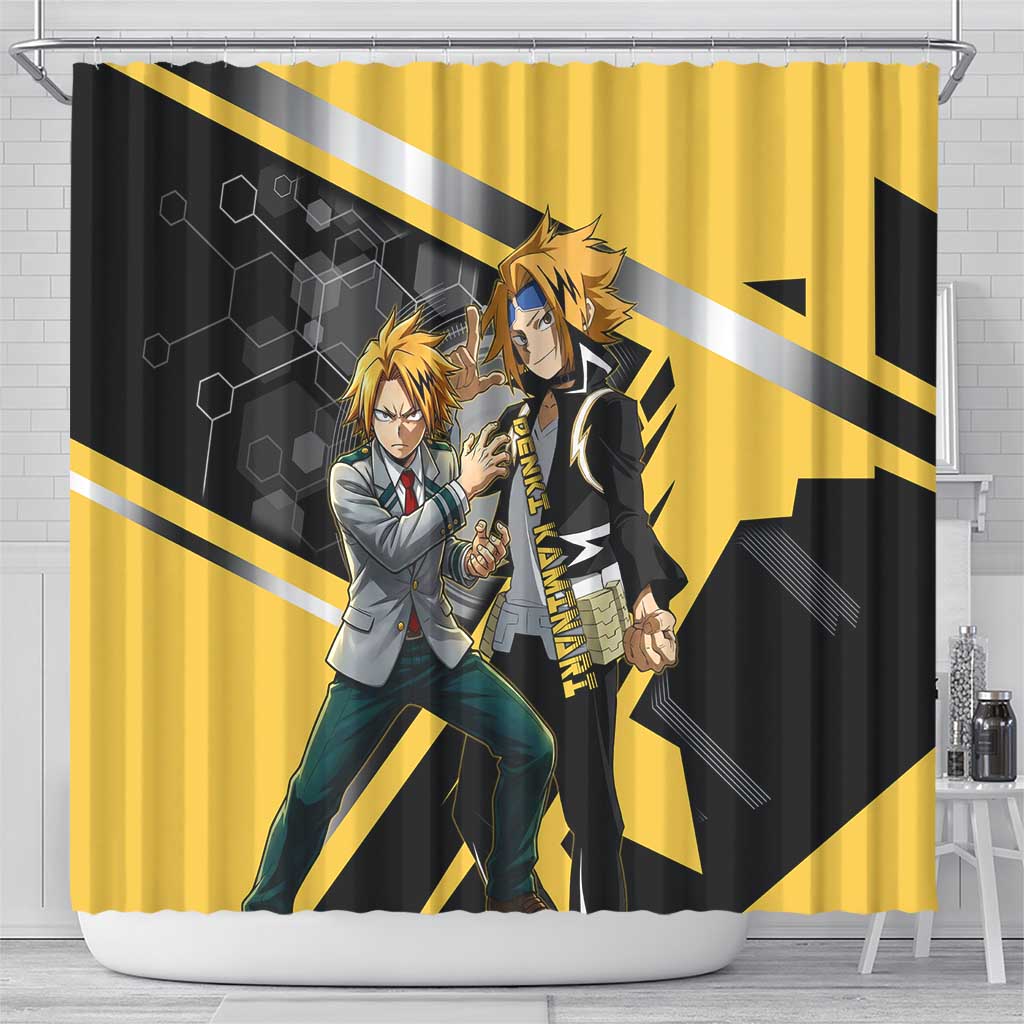 Denki Kaminari Shower Curtain Bold Anime Action Illustration with Electric Lightning Effects