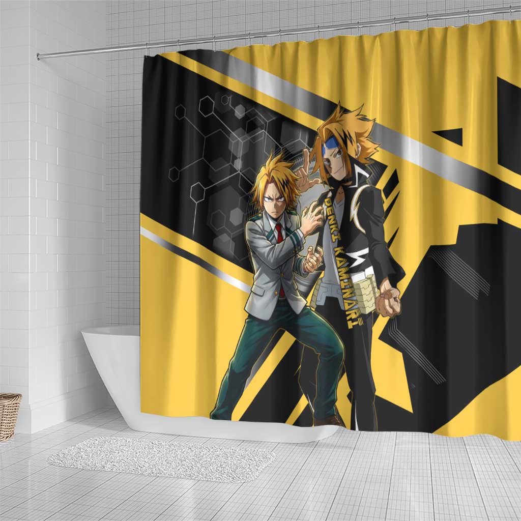 Denki Kaminari Shower Curtain Bold Anime Action Illustration with Electric Lightning Effects