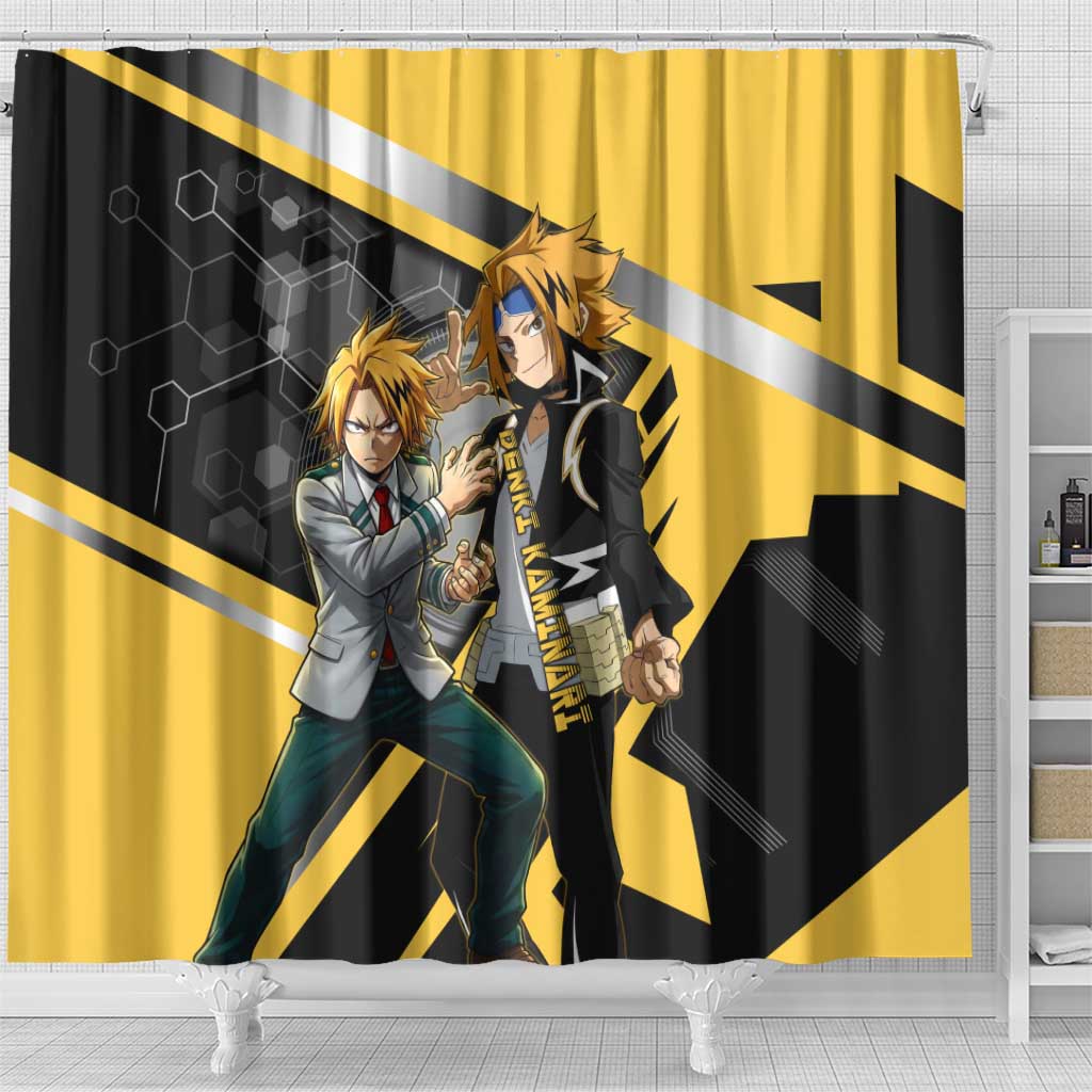 Denki Kaminari Shower Curtain Bold Anime Action Illustration with Electric Lightning Effects
