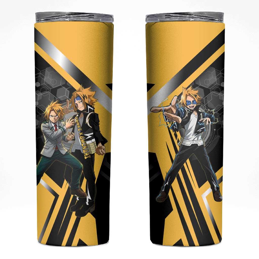 Denki Kaminari Skinny Tumbler Bold Anime Action Illustration with Electric Lightning Effects