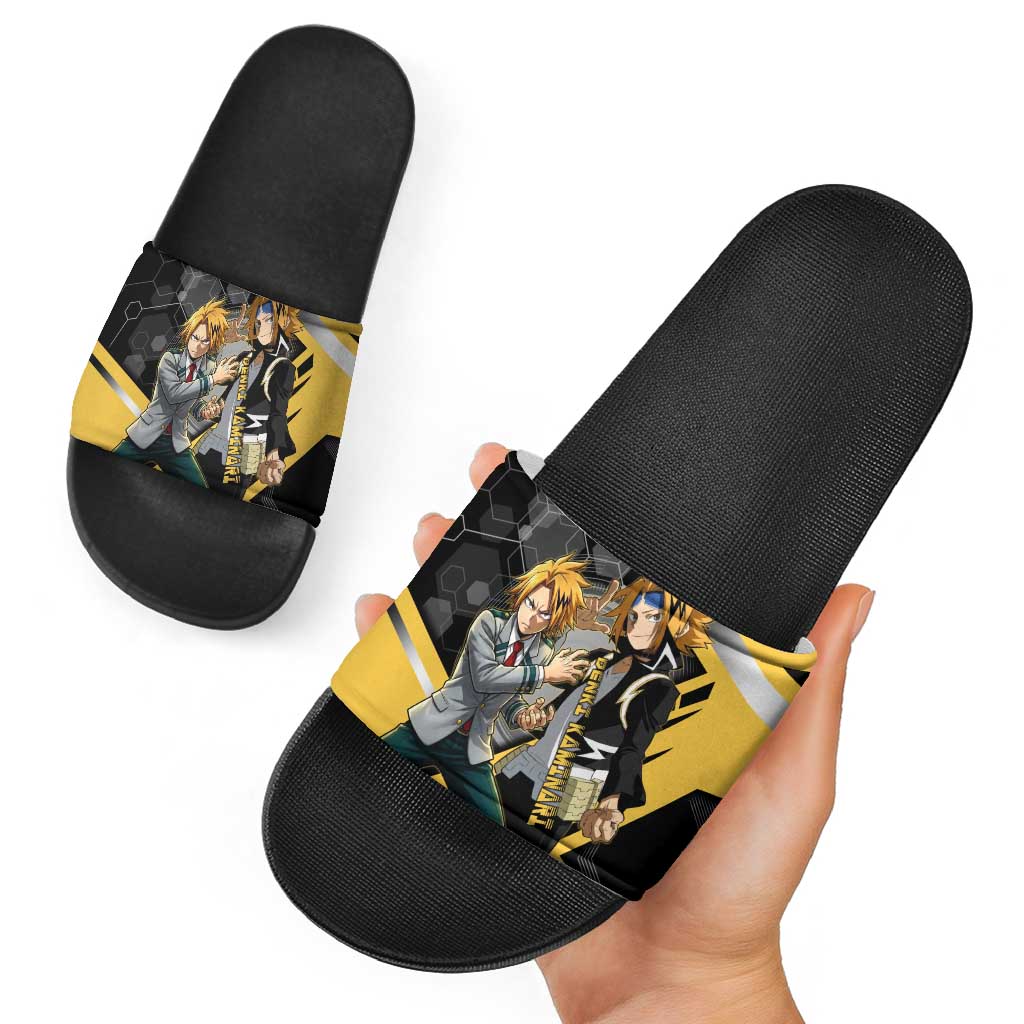 Denki Kaminari Slide Sandals Bold Anime Action Illustration with Electric Lightning Effects