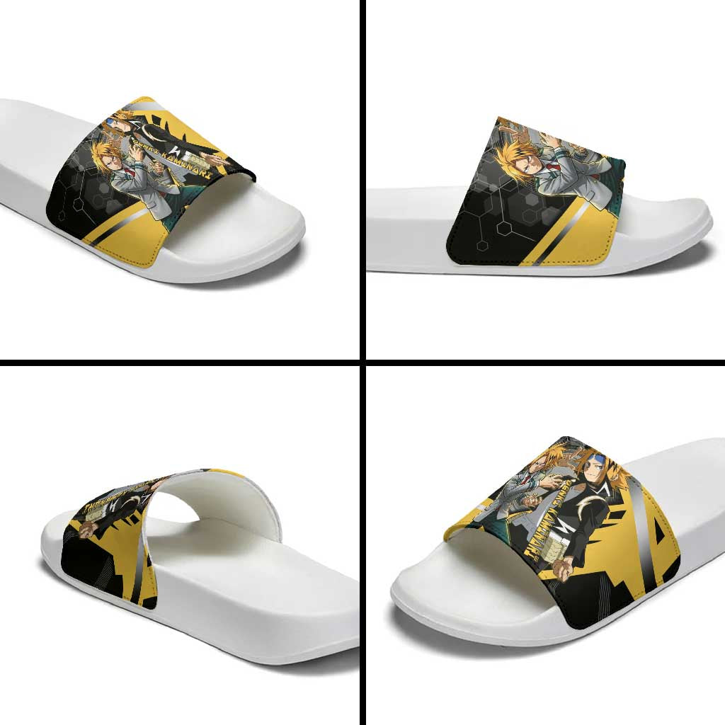 Denki Kaminari Slide Sandals Bold Anime Action Illustration with Electric Lightning Effects