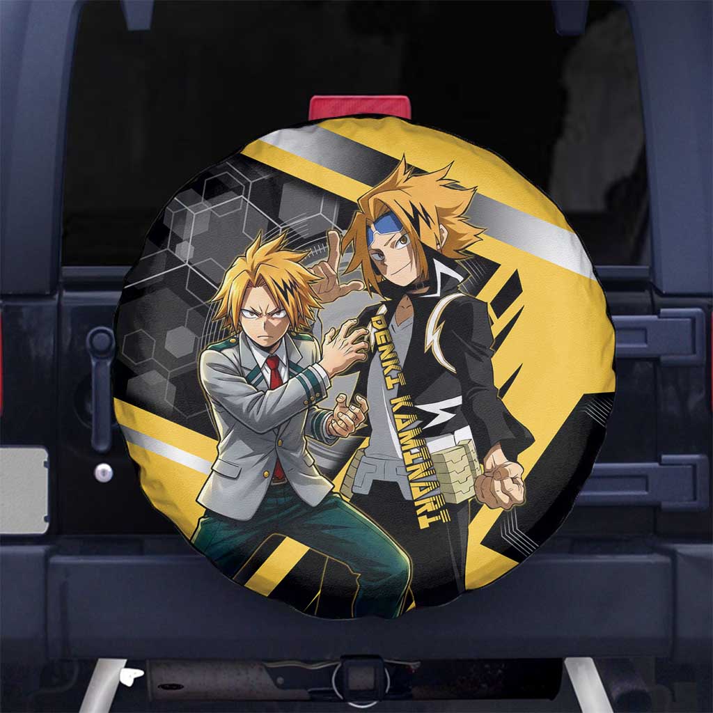 Denki Kaminari Spare Tire Cover Bold Anime Action Illustration with Electric Lightning Effects