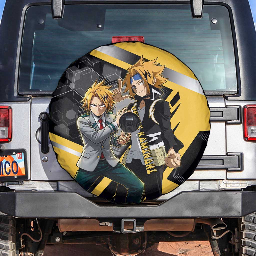 Denki Kaminari Spare Tire Cover Bold Anime Action Illustration with Electric Lightning Effects