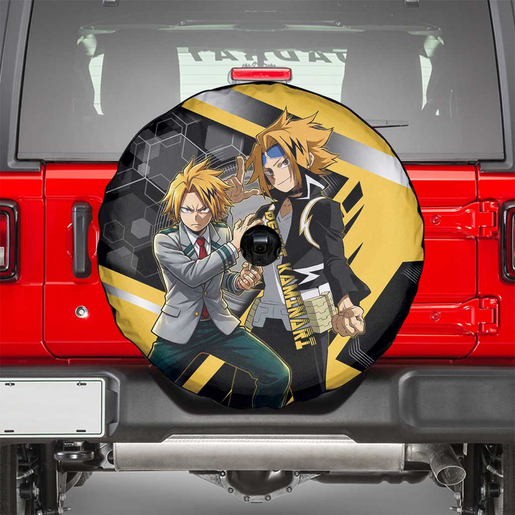 Denki Kaminari Spare Tire Cover Bold Anime Action Illustration with Electric Lightning Effects