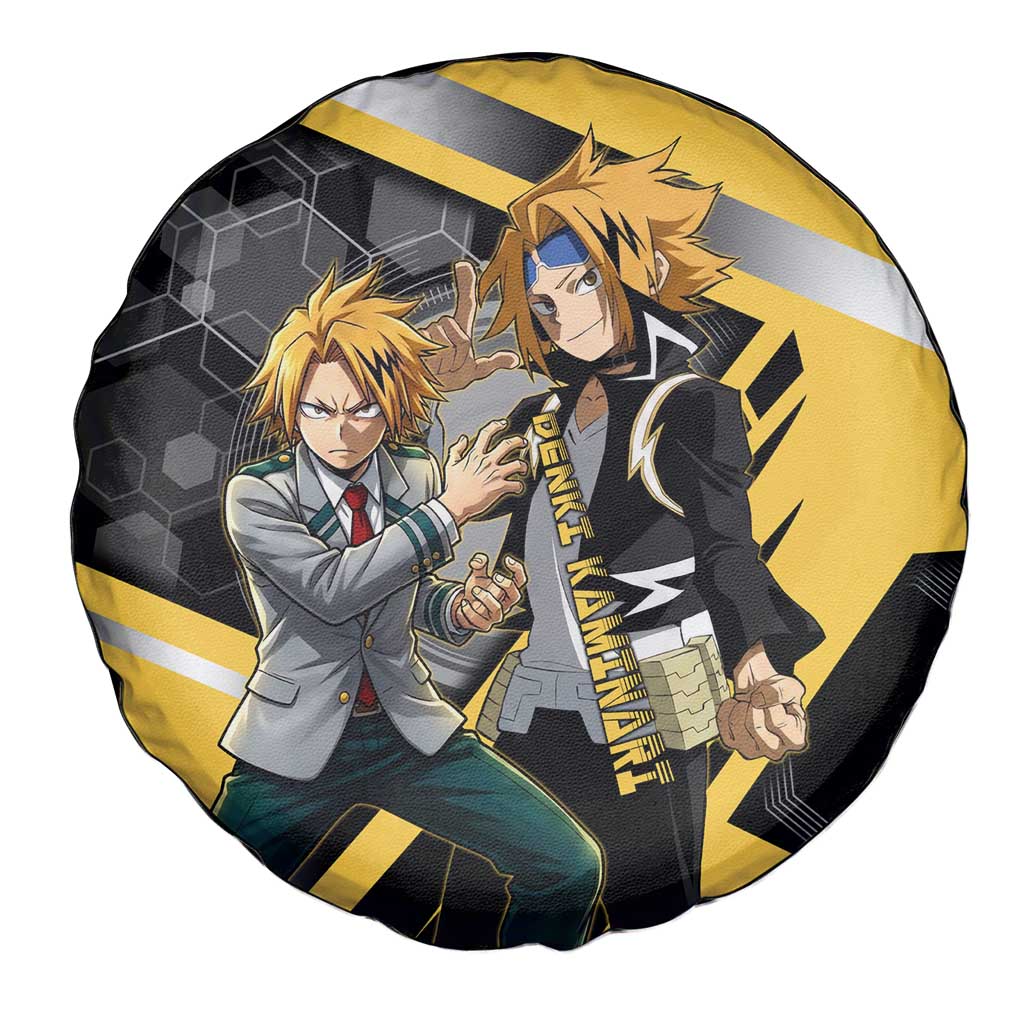 Denki Kaminari Spare Tire Cover Bold Anime Action Illustration with Electric Lightning Effects