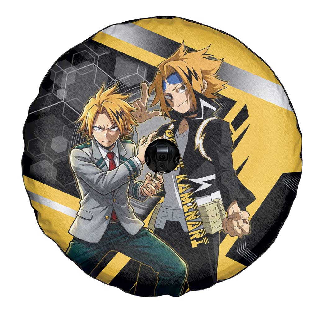 Denki Kaminari Spare Tire Cover Bold Anime Action Illustration with Electric Lightning Effects