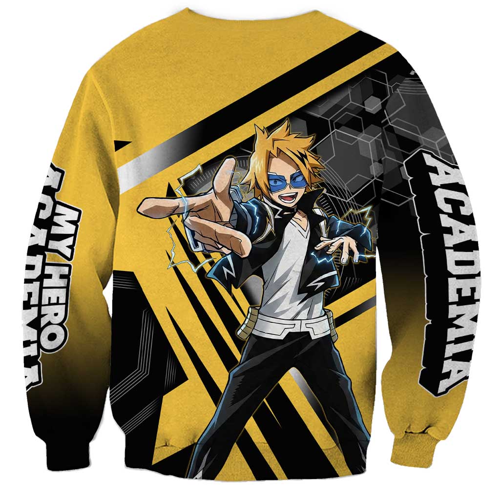 Denki Kaminari Sweatshirt Bold Anime Action Illustration with Electric Lightning Effects