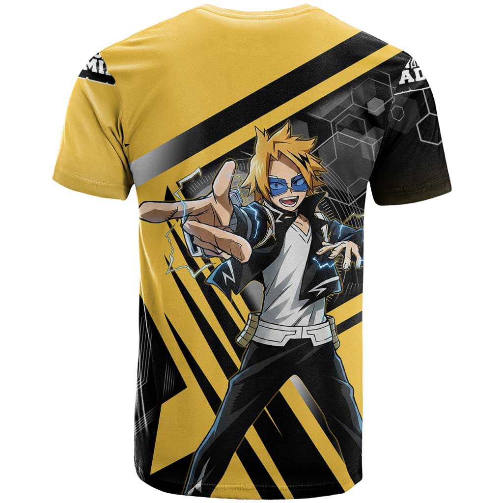 Denki Kaminari T Shirt Bold Anime Action Illustration with Electric Lightning Effects