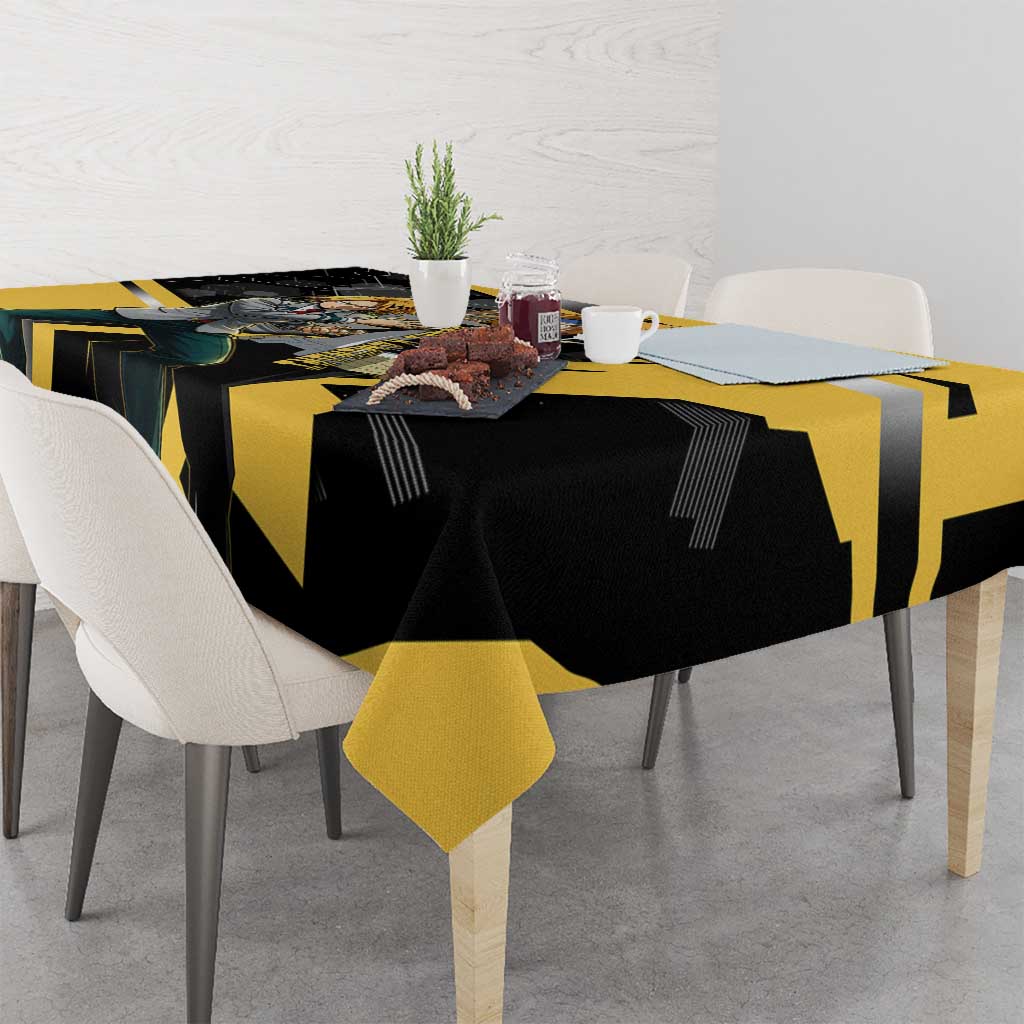Denki Kaminari Tablecloth Bold Anime Action Illustration with Electric Lightning Effects
