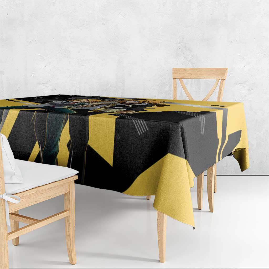 Denki Kaminari Tablecloth Bold Anime Action Illustration with Electric Lightning Effects