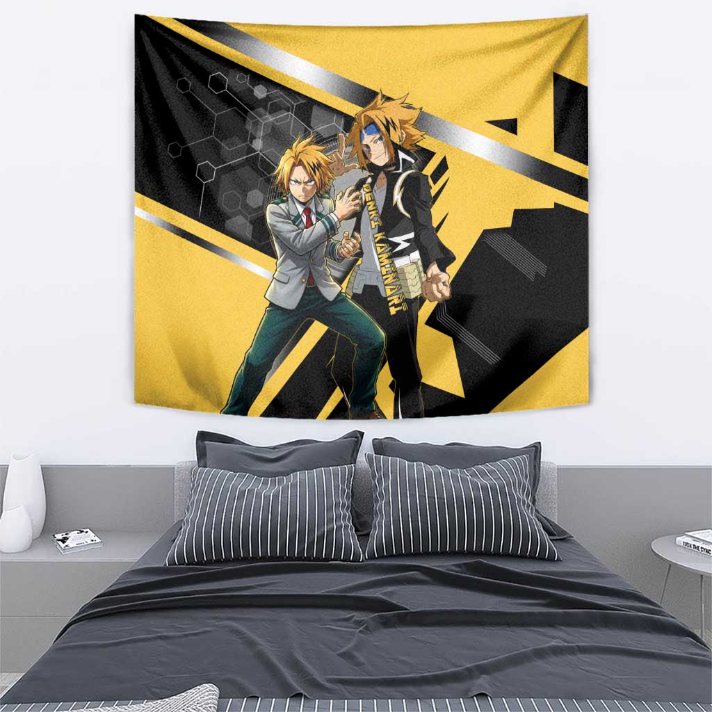 Denki Kaminari Tapestry Bold Anime Action Illustration with Electric Lightning Effects