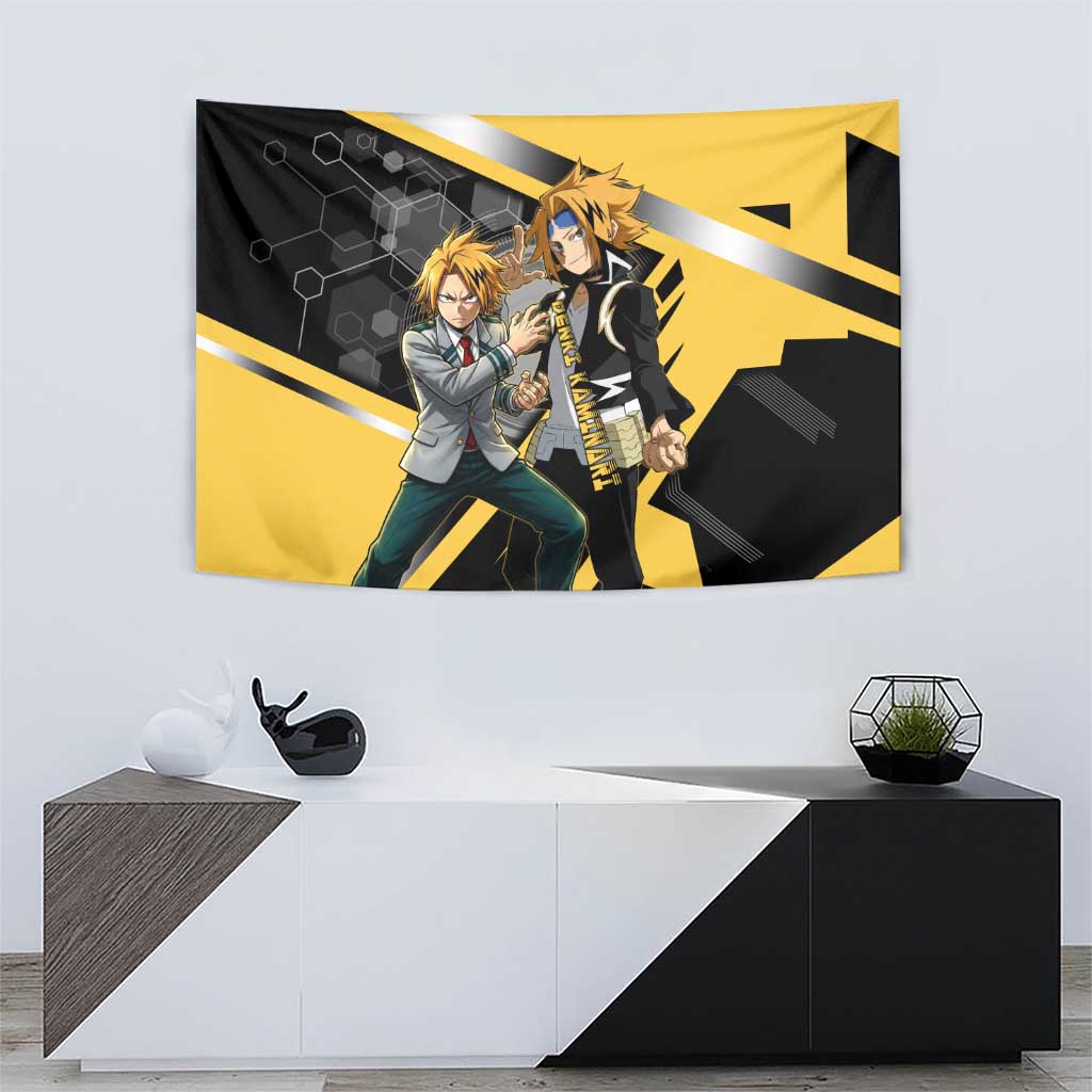 Denki Kaminari Tapestry Bold Anime Action Illustration with Electric Lightning Effects