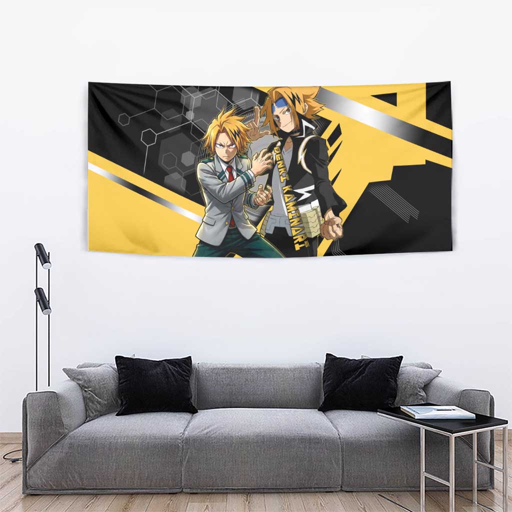 Denki Kaminari Tapestry Bold Anime Action Illustration with Electric Lightning Effects