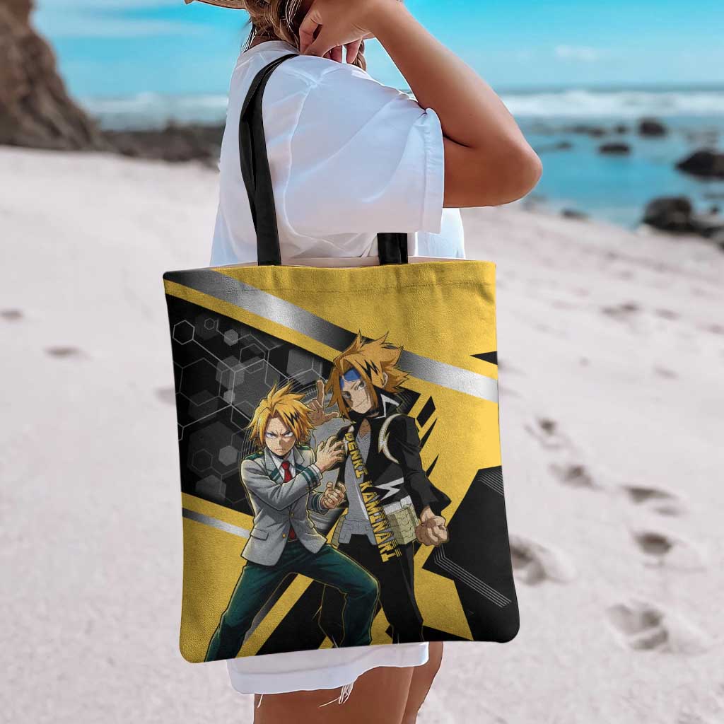 Denki Kaminari Tote Bag Bold Anime Action Illustration with Electric Lightning Effects