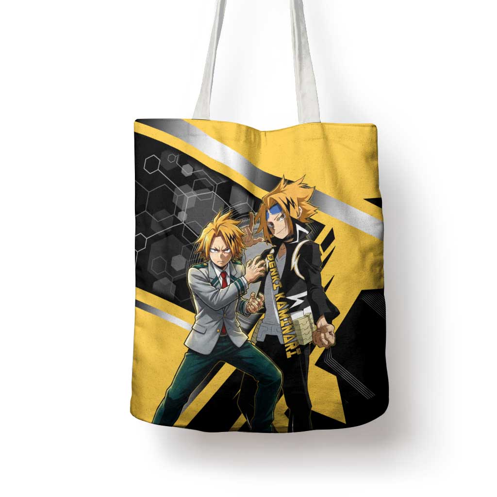 Denki Kaminari Tote Bag Bold Anime Action Illustration with Electric Lightning Effects