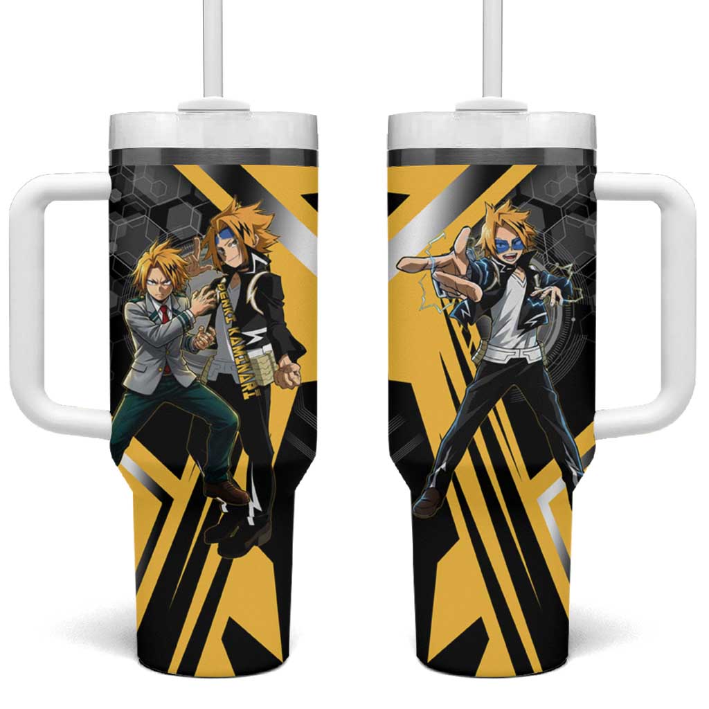 Denki Kaminari Tumbler With Handle Bold Anime Action Illustration with Electric Lightning Effects