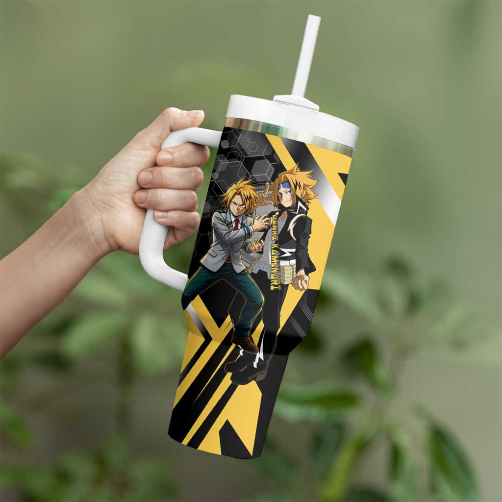 Denki Kaminari Tumbler With Handle Bold Anime Action Illustration with Electric Lightning Effects