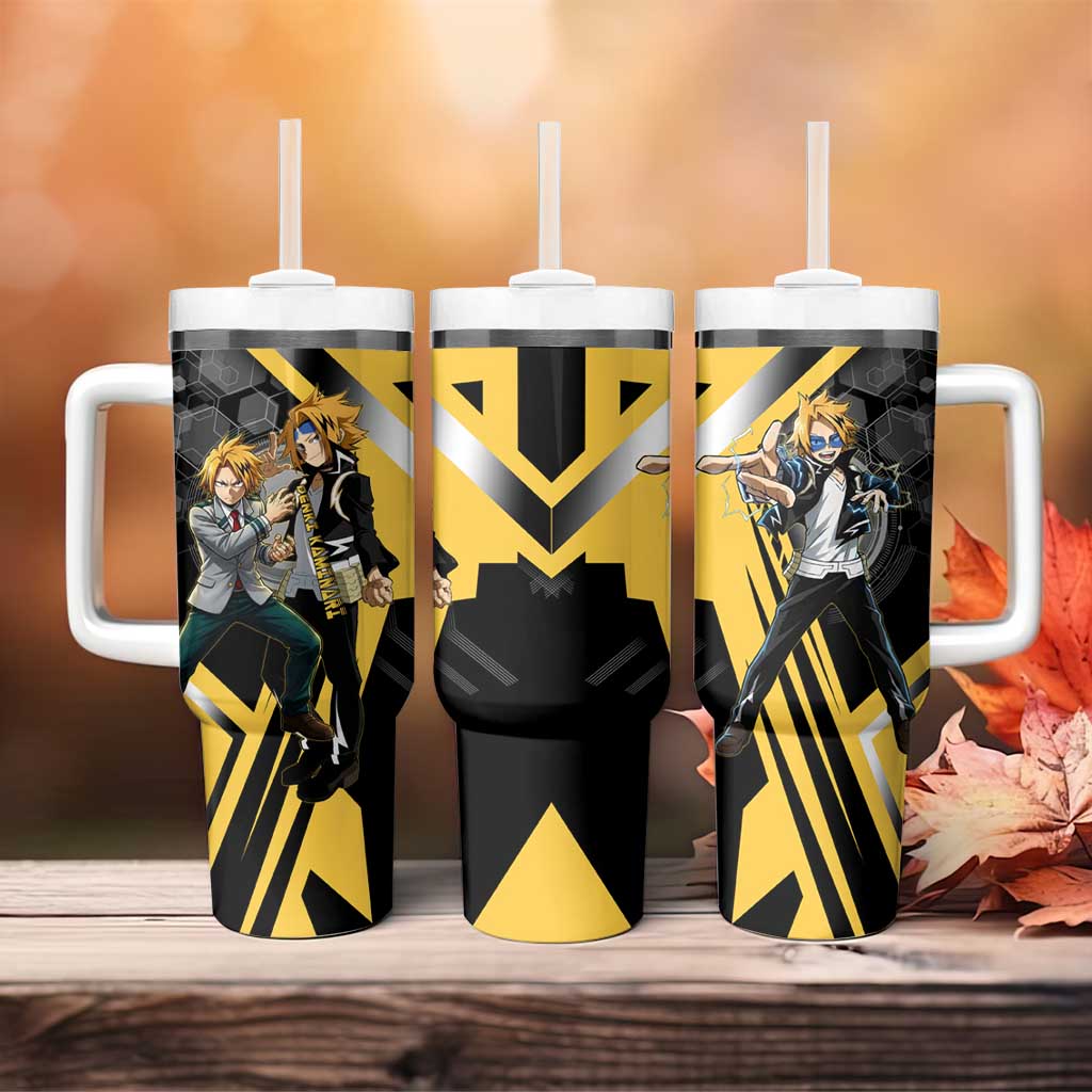 Denki Kaminari Tumbler With Handle Bold Anime Action Illustration with Electric Lightning Effects