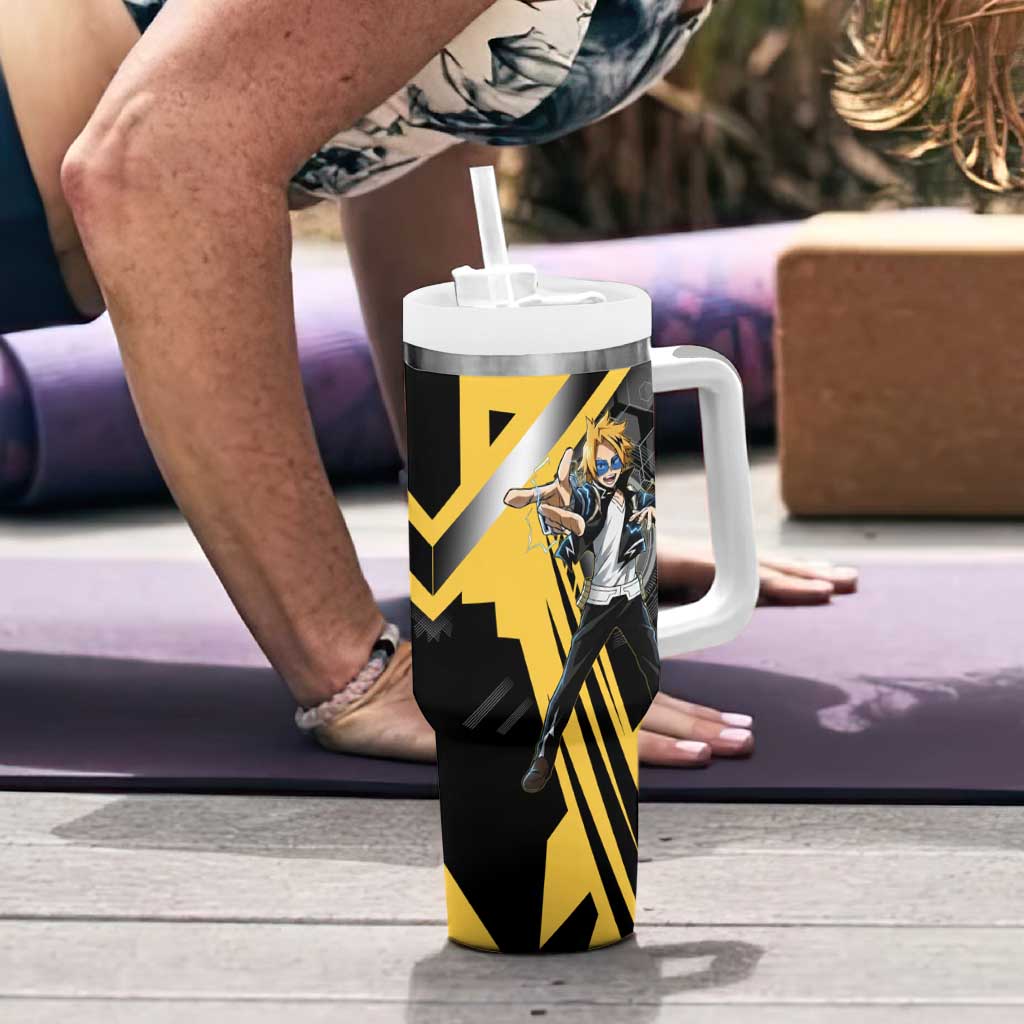 Denki Kaminari Tumbler With Handle Bold Anime Action Illustration with Electric Lightning Effects
