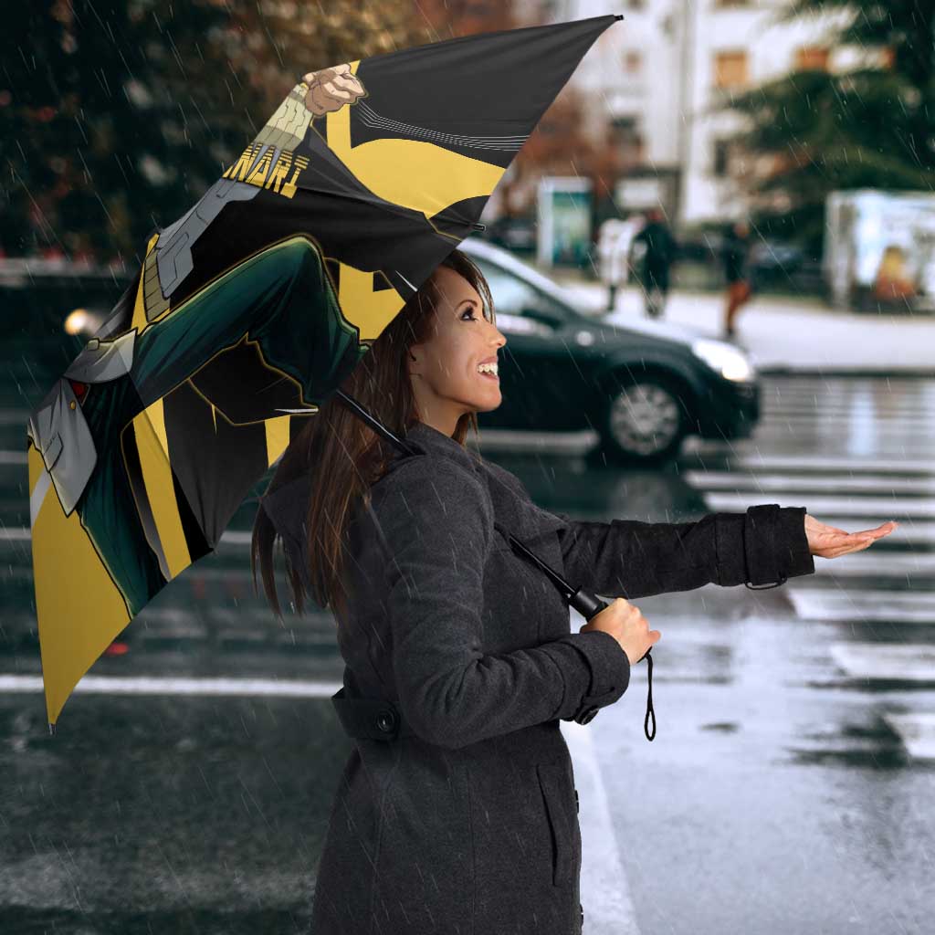Denki Kaminari Umbrella Bold Anime Action Illustration with Electric Lightning Effects