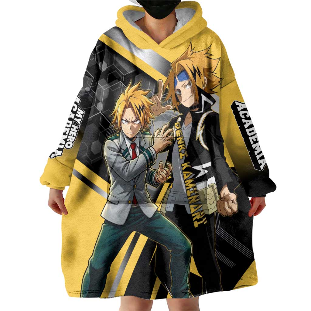 Denki Kaminari Wearable Blanket Hoodie Bold Anime Action Illustration with Electric Lightning Effects