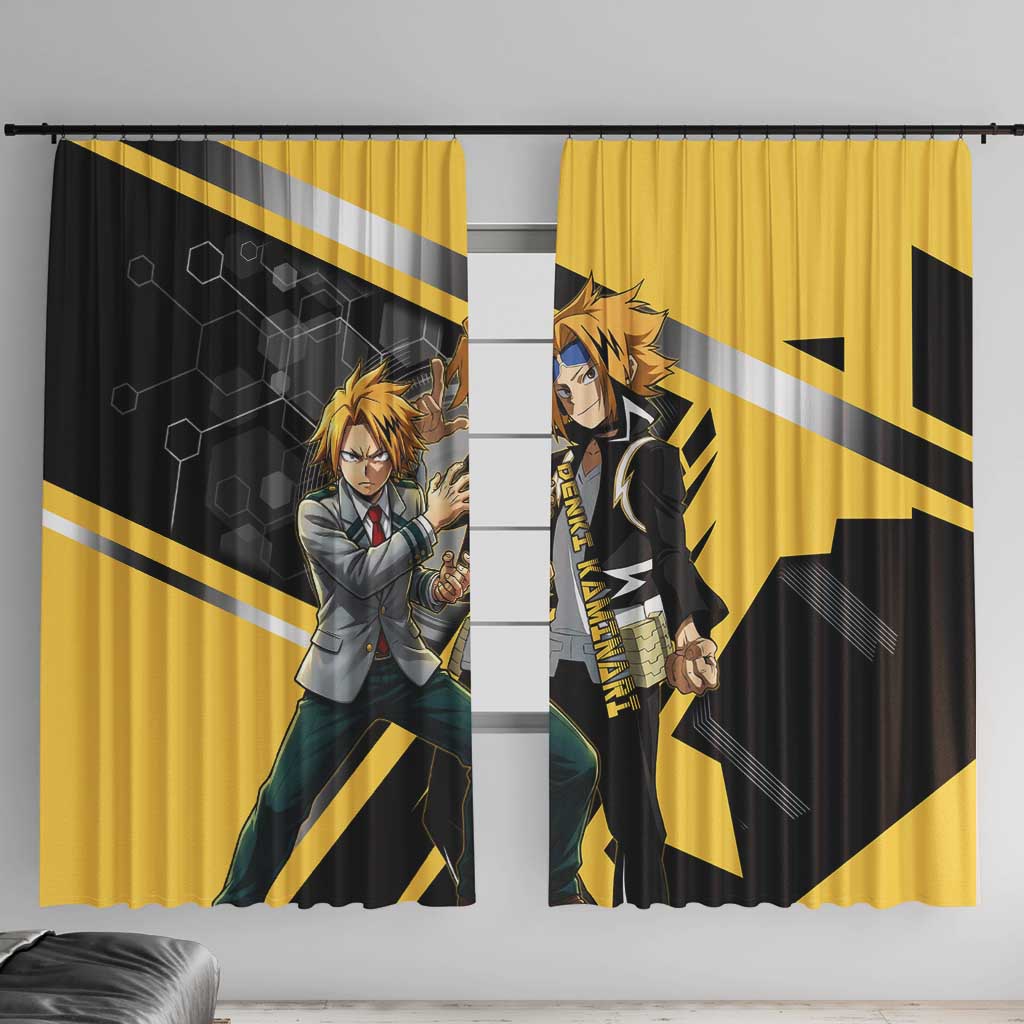 Denki Kaminari Window Curtain Bold Anime Action Illustration with Electric Lightning Effects