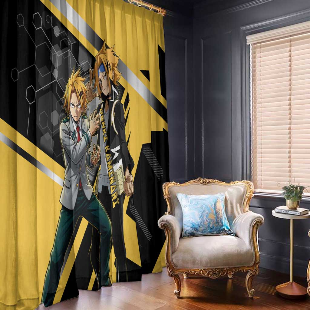 Denki Kaminari Window Curtain Bold Anime Action Illustration with Electric Lightning Effects
