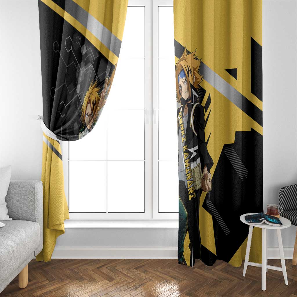 Denki Kaminari Window Curtain Bold Anime Action Illustration with Electric Lightning Effects