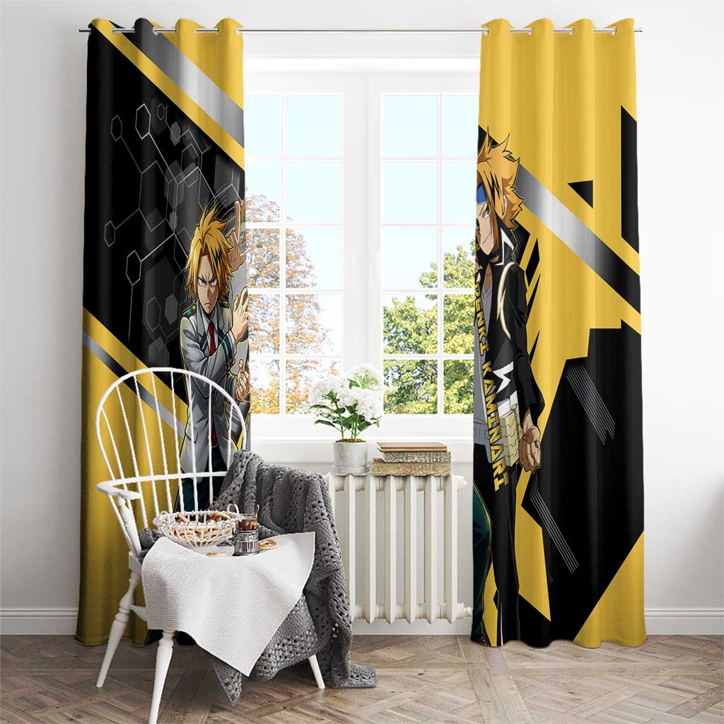 Denki Kaminari Window Curtain Bold Anime Action Illustration with Electric Lightning Effects