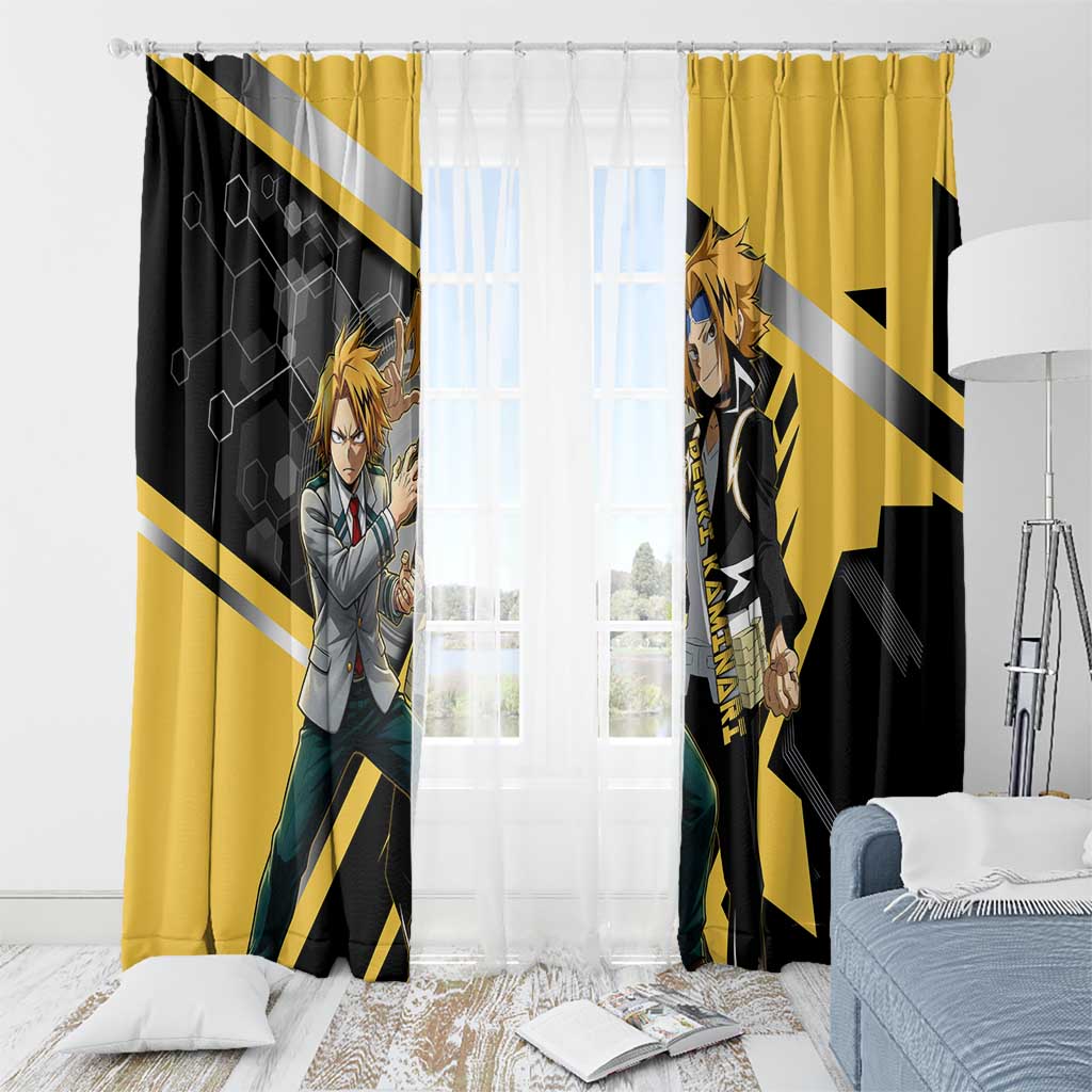 Denki Kaminari Window Curtain Bold Anime Action Illustration with Electric Lightning Effects