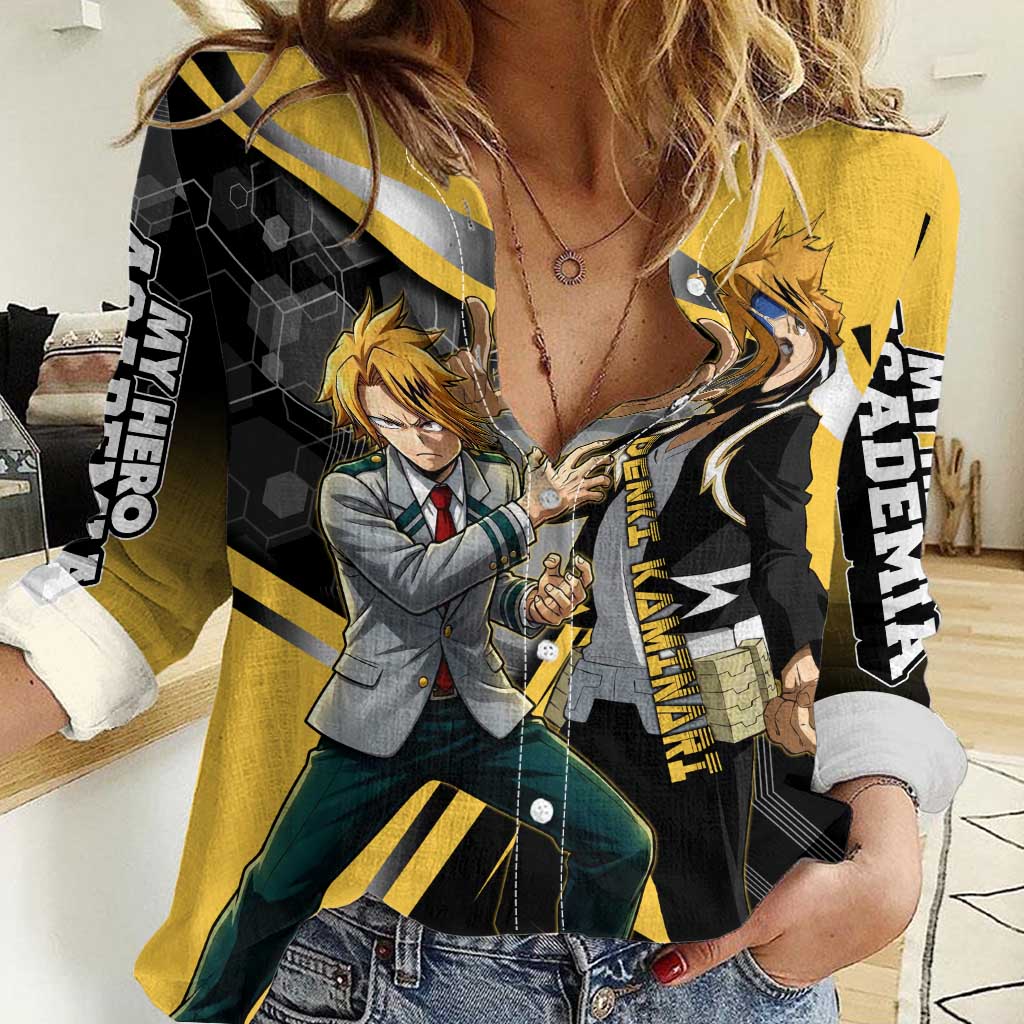 Denki Kaminari Women Casual Shirt Bold Anime Action Illustration with Electric Lightning Effects