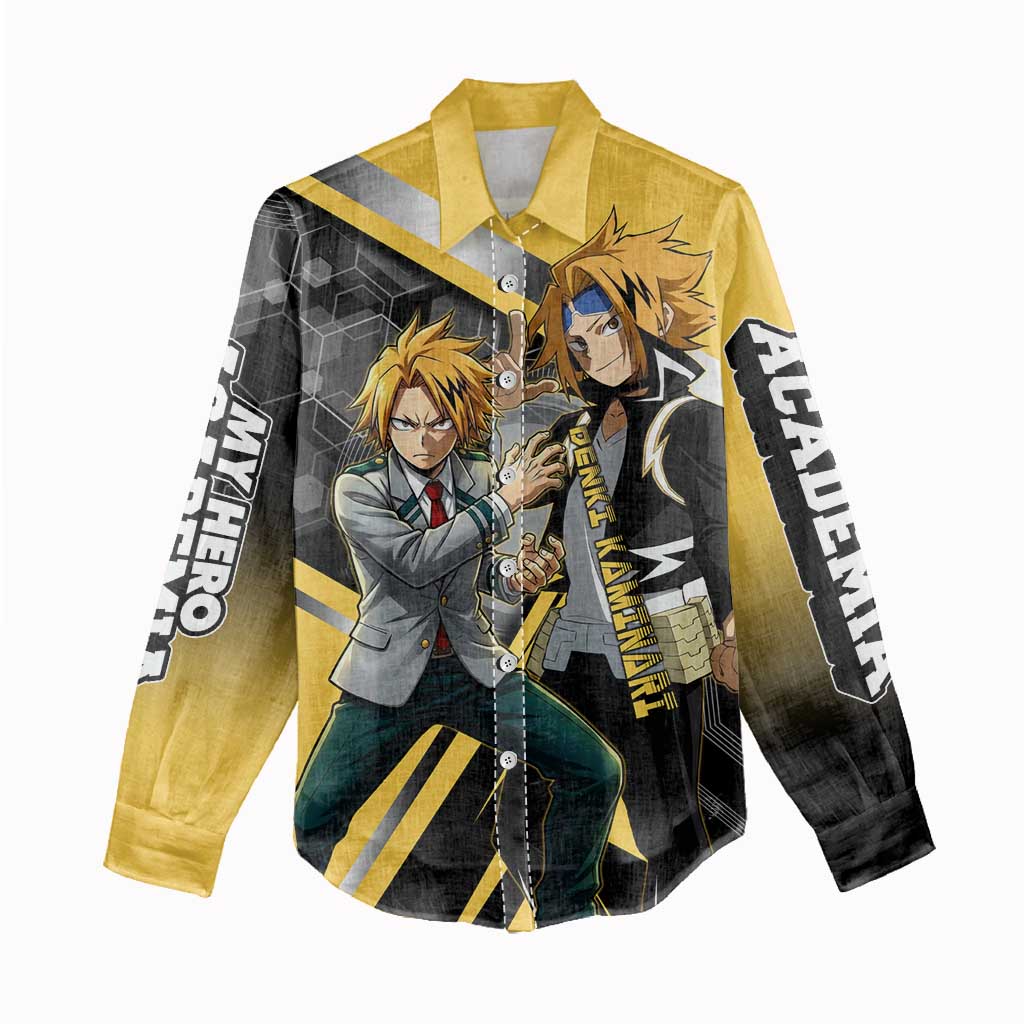 Denki Kaminari Women Casual Shirt Bold Anime Action Illustration with Electric Lightning Effects