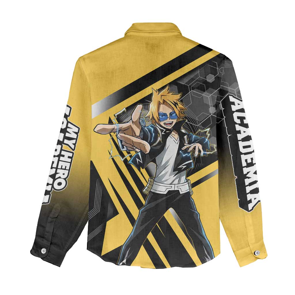 Denki Kaminari Women Casual Shirt Bold Anime Action Illustration with Electric Lightning Effects