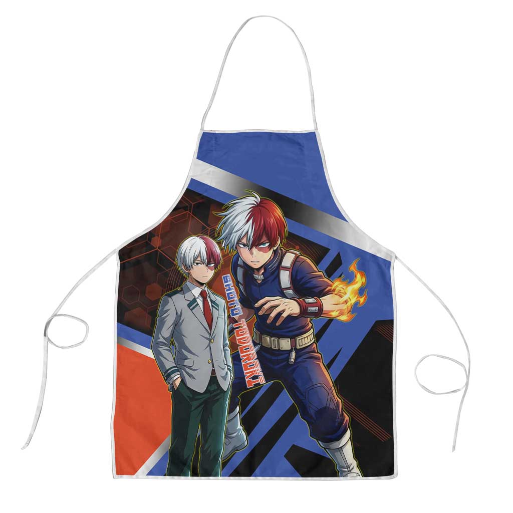 Shoto Todoroki Apron Split Fire and Ice Anime Illustration with Elemental Energy Effects