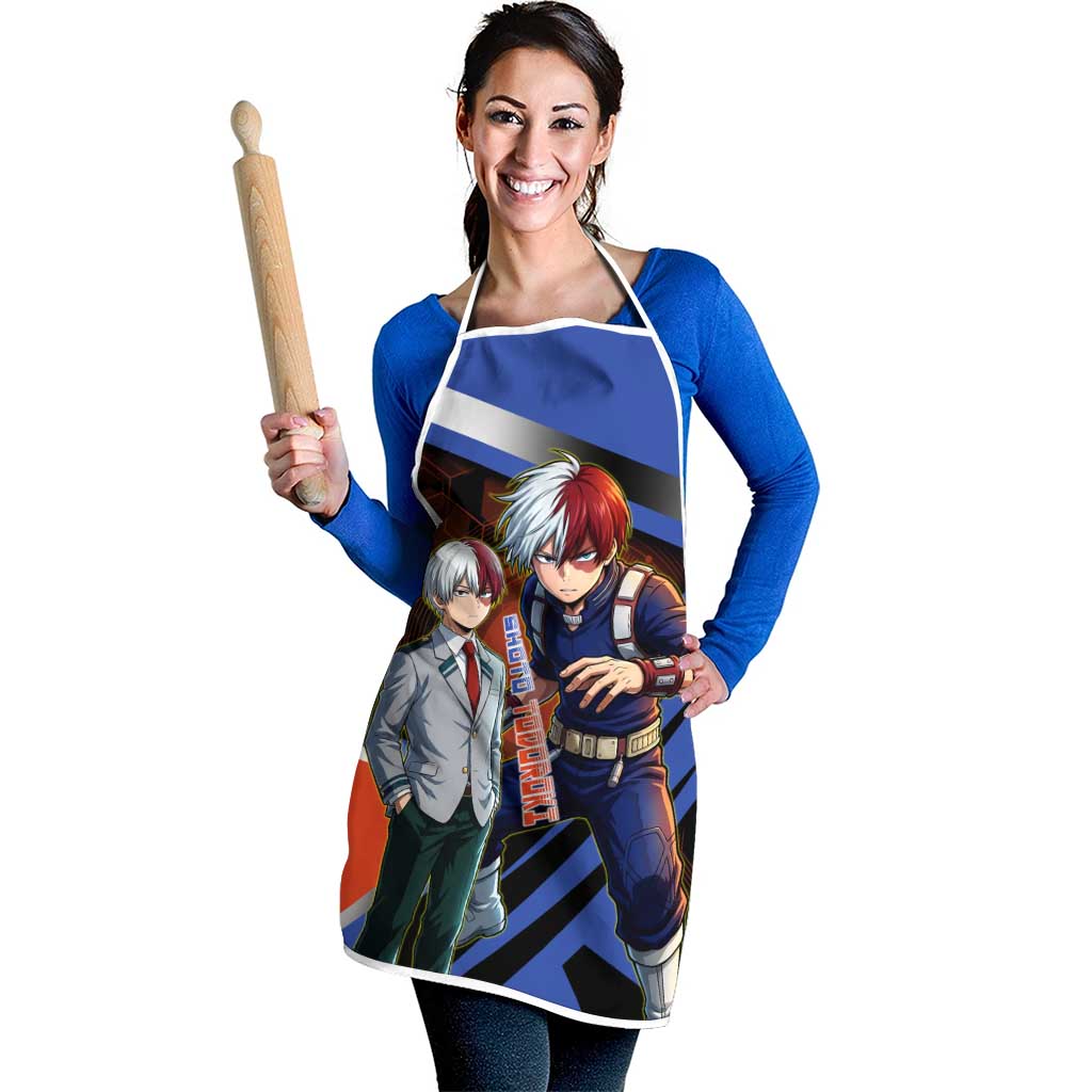 Shoto Todoroki Apron Split Fire and Ice Anime Illustration with Elemental Energy Effects