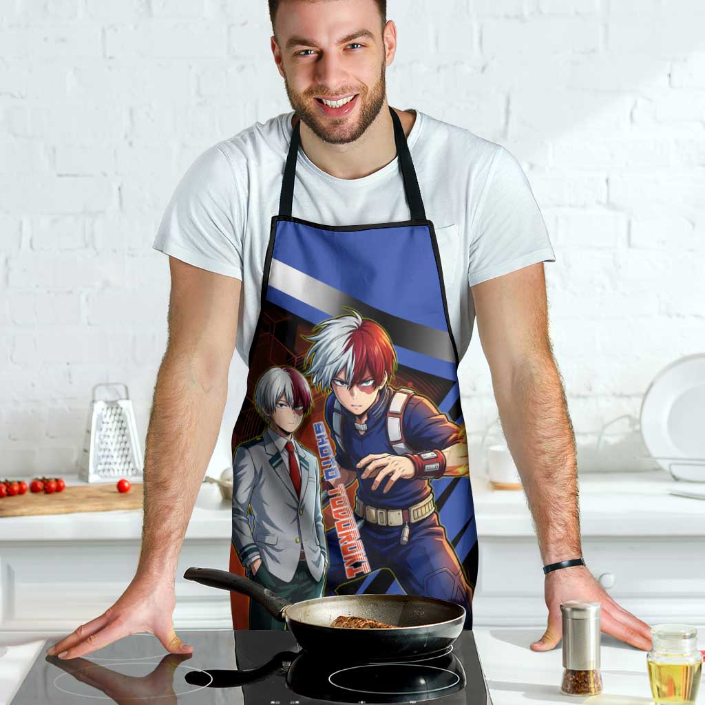 Shoto Todoroki Apron Split Fire and Ice Anime Illustration with Elemental Energy Effects