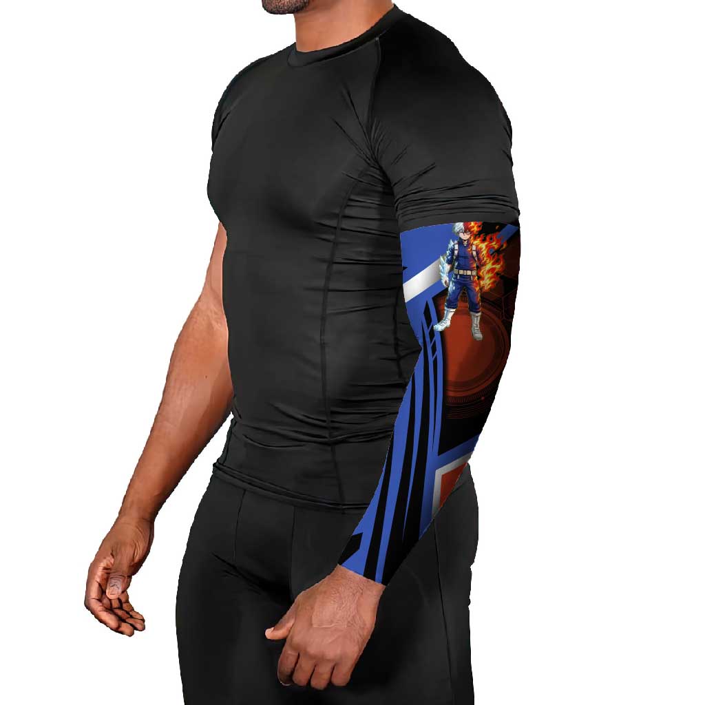 Shoto Todoroki Arm Sleeves Split Fire and Ice Anime Illustration with Elemental Energy Effects